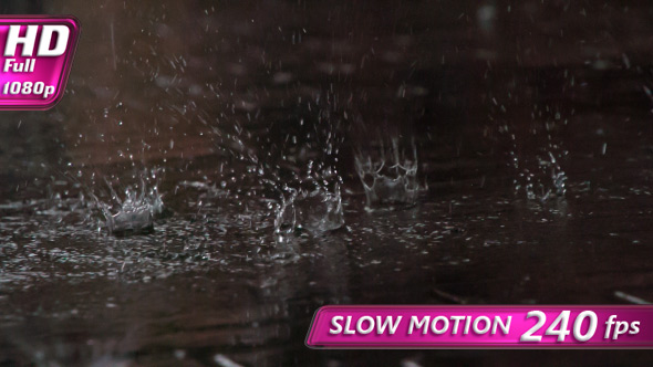 Drops Of Rain Fall On The Sidewalk alt