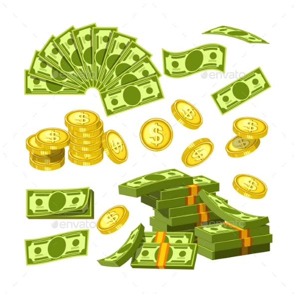 Paper Money and Gold Coins - Miscellaneous Vectors