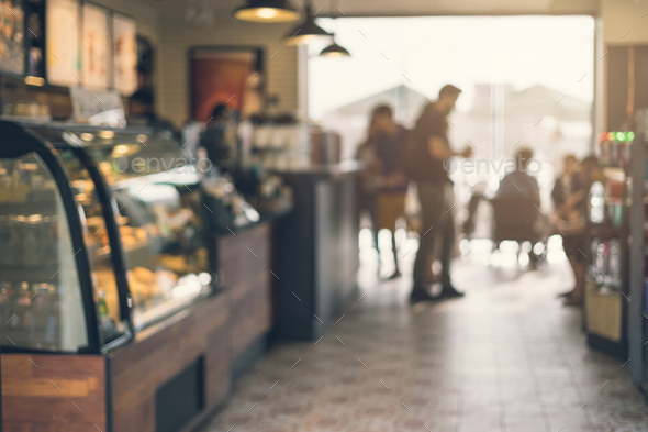 Abstract blurred image of coffee shop - Stock Photo - Images