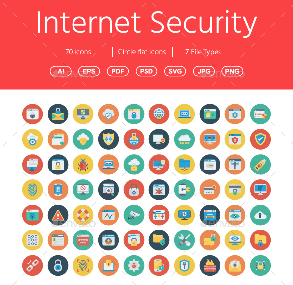 GraphicRiver Internet Security Flat Circle Icon 21115766