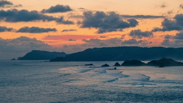 Scenery From Top of Bukit Merese, Lombok Indonesia with Blue Sea and Sky Background alt