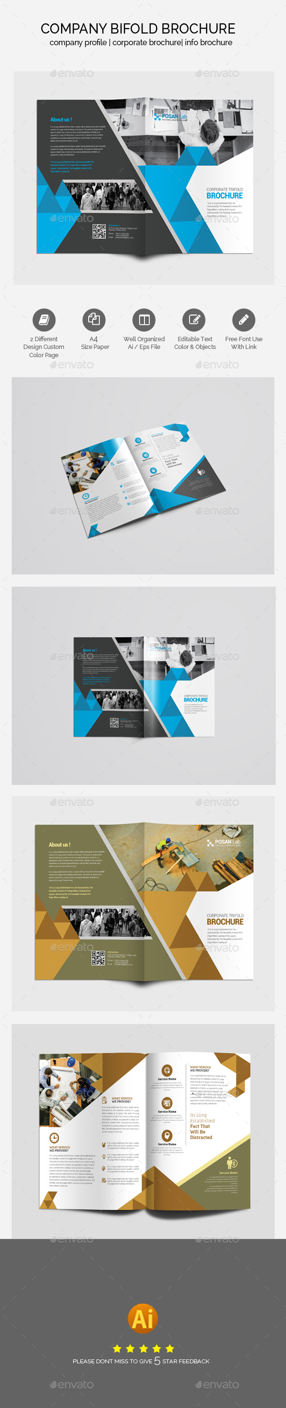 Professional Bifold Business Brochure Template - Brochures Print Templates