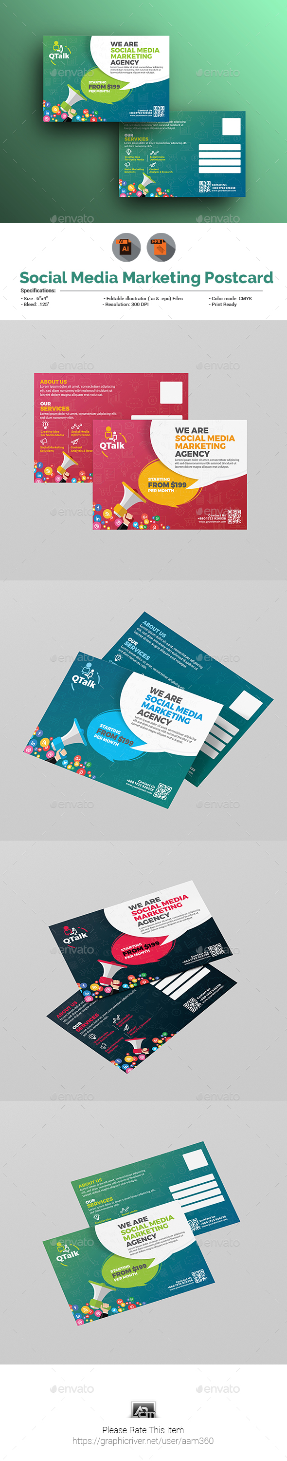 GraphicRiver Social Media Marketing Postcard 21116843 GraphicRiver Social Media Marketing Postcard 21116843