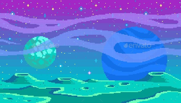 GraphicRiver Pixel Art Planet Game Location 21117009 GraphicRiver Pixel Art Planet Game Location 21117009