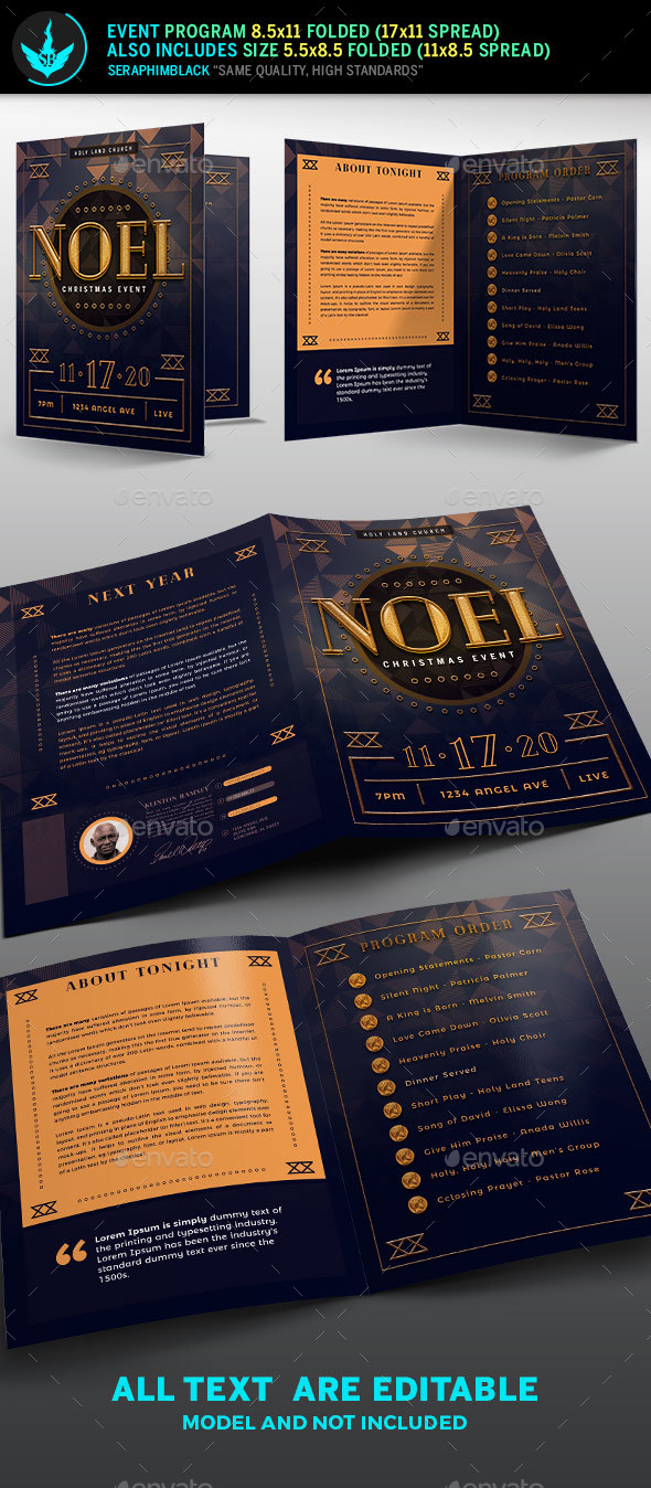 Noel Christmas Gala Program Template - Informational Brochures