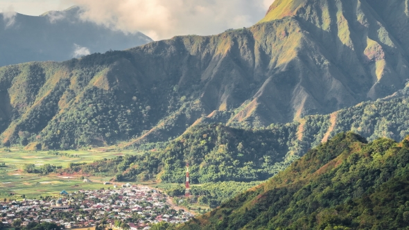 View Over the Sembalun Village and the Top of the Mountain, Lombok, Indonesia alt