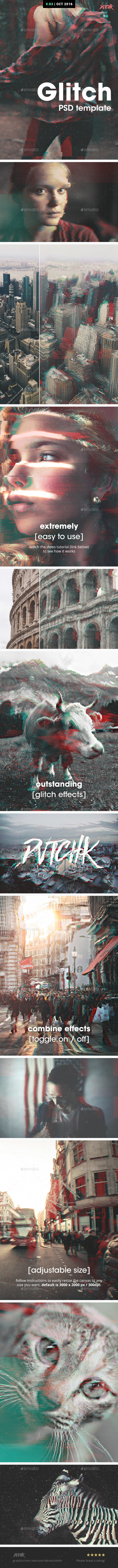 Glitch Photoshop Photo Template - Tech / Futuristic Photo Templates