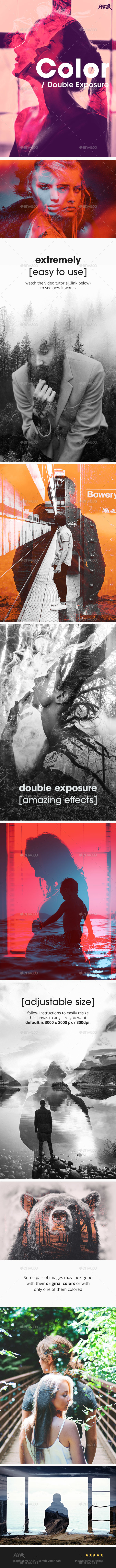 Color - Double Exposure Photoshop Photo Template - Photo Templates Graphics