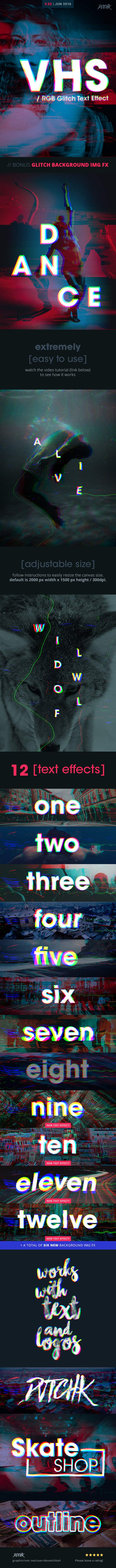 VHS - RGB Glitch Text Effect - Text Effects Actions