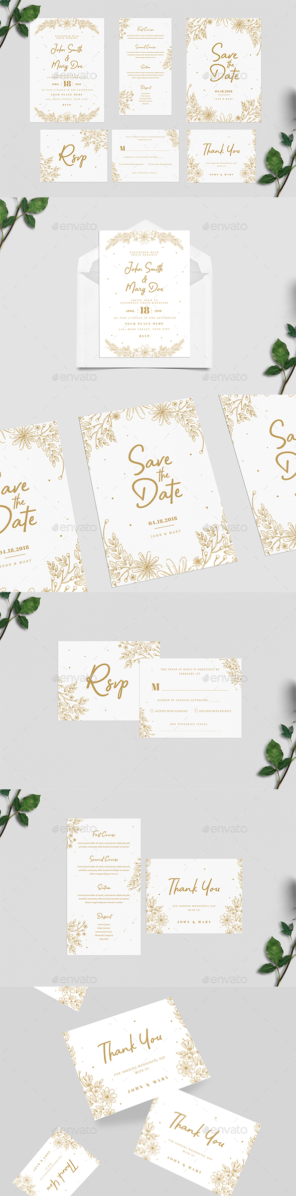 GraphicRiver Gold Floral Wedding Invitation Suite 21117802 GraphicRiver Gold Floral Wedding Invitation Suite 21117802