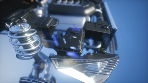 Detailed Car Engine and Other Parts, Motion Graphics | VideoHive