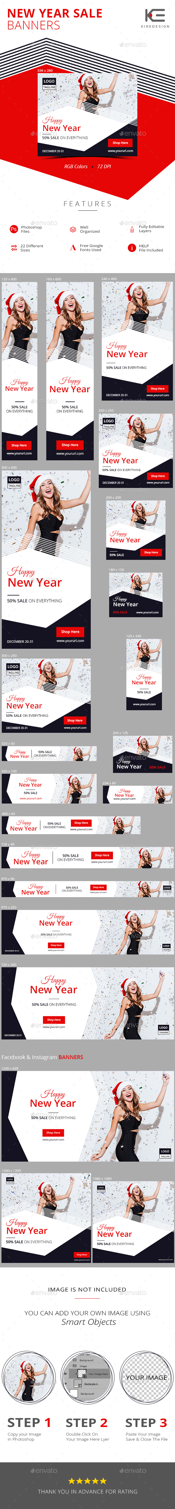 New Year Sale Banners - Banners & Ads Web Elements