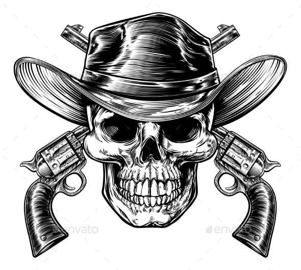 Cowboy Skull and Pistols - Miscellaneous Vectors