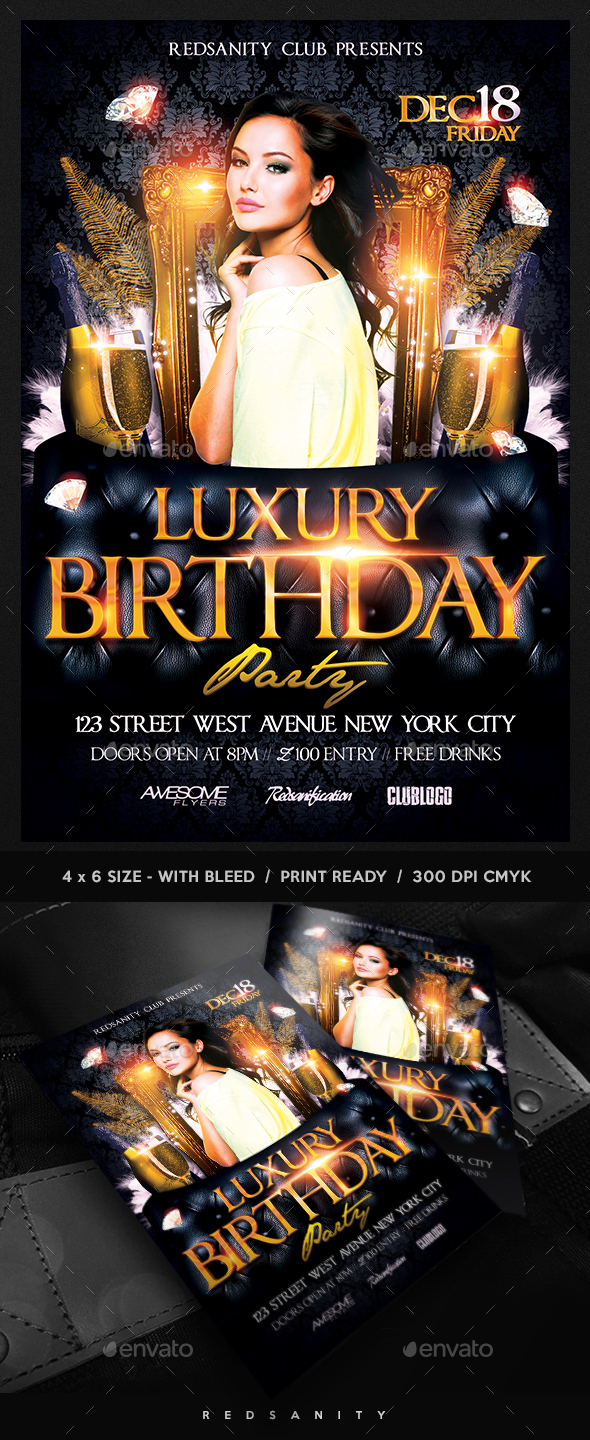 Luxury Birthday Party Flyer - Clubs & Parties Events