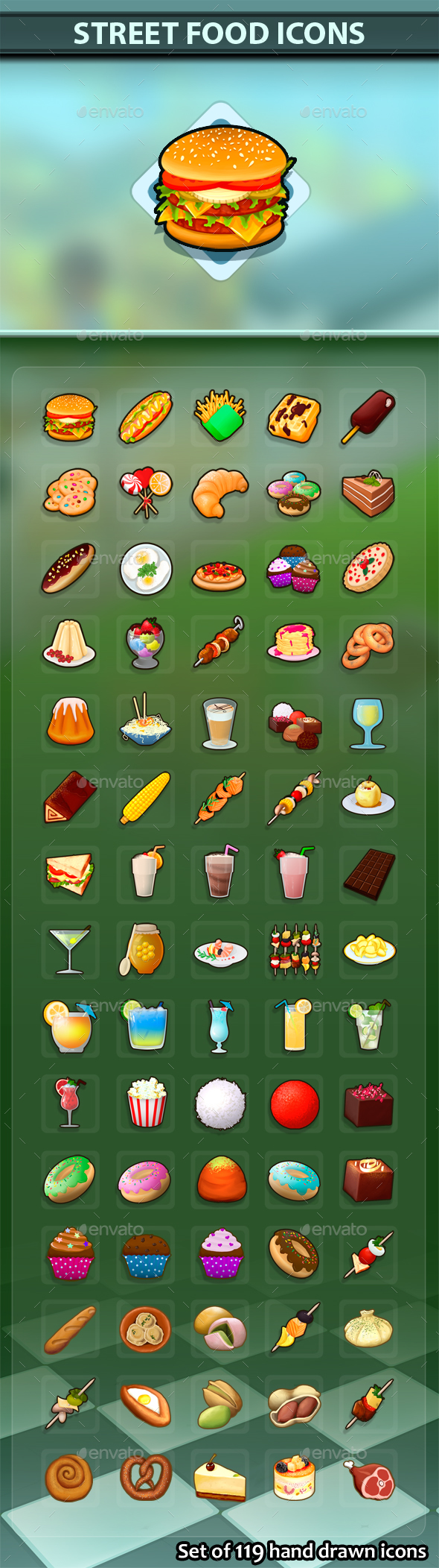 Street Food Icons - Miscellaneous Game Assets