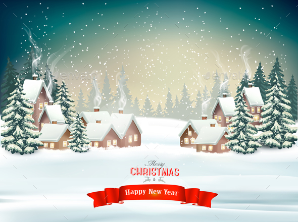 Christmas Holiday Background With Presents and Wooden Board - Christmas Seasons/Holidays