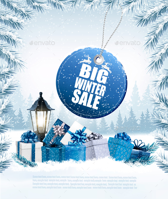 Christmas Holiday Banners with Presents and Sale - Retail Commercial / Shopping