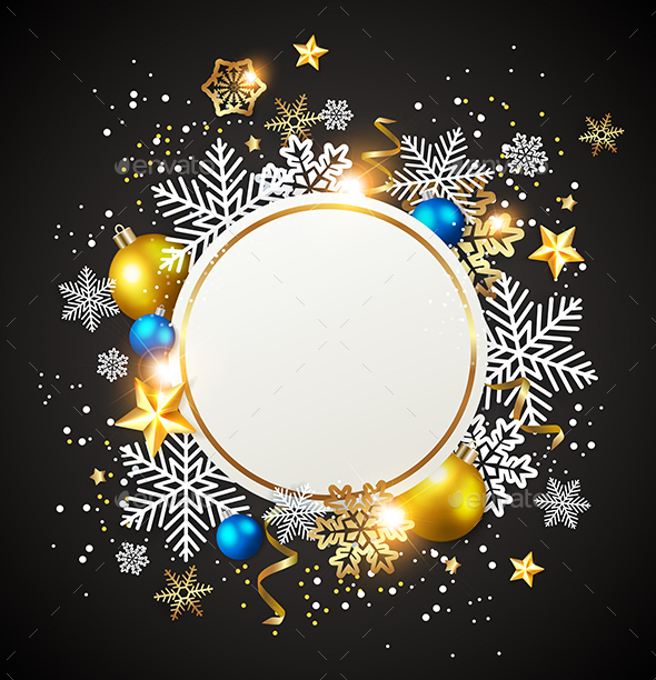 White Snowflakes and Golden Decorations - Christmas Seasons/Holidays