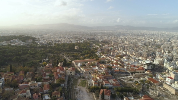 Aerial View of Ancient Agora of Athens alt
