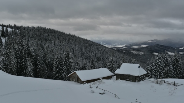 Fantastic Landscape with Snowy House