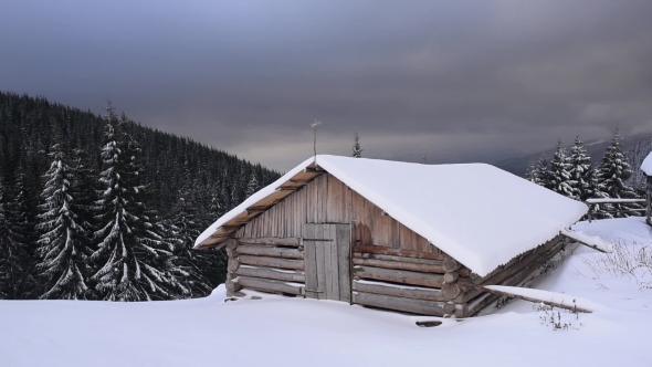 Fantastic Landscape with Snowy House