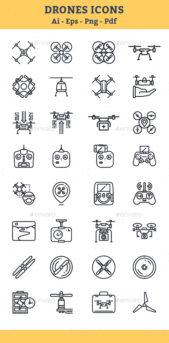 Quadrocopter, Multicopter, Drone Icons - Icons