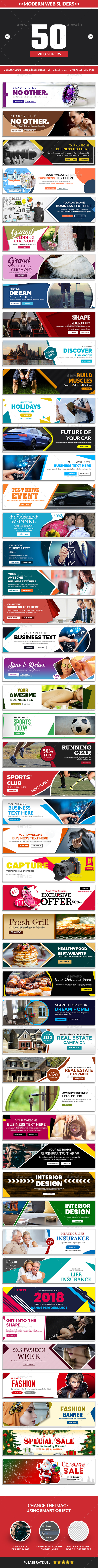 Multipurpose Web Sliders Pack - 50 Designs - Sliders & Features Web Elements