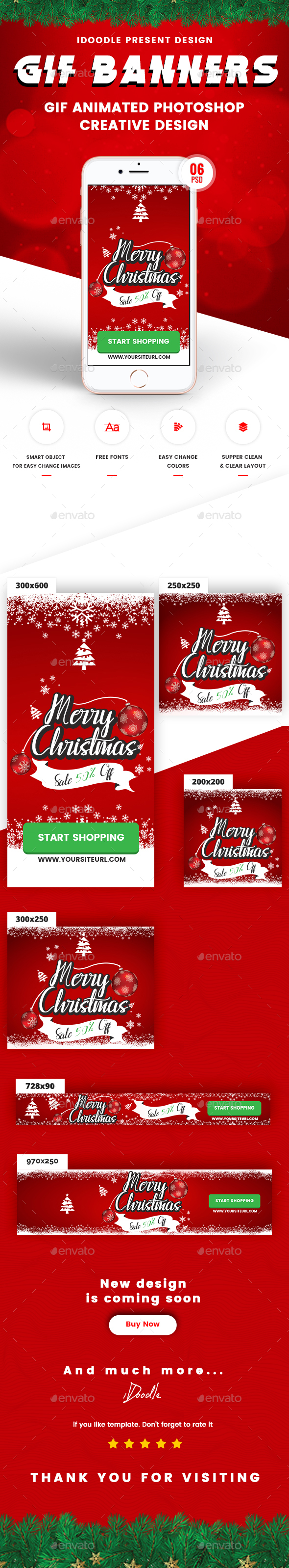 Animated GIF Merry Christmas Banners Ad - Banners & Ads Web Elements