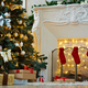 Decorated xmas tree, stack of gift-boxes and fireplace with red socks prepared for Christmas night - $5.00 Decorated xmas tree, stack of gift-boxes and fireplace with red socks prepared for Christmas night