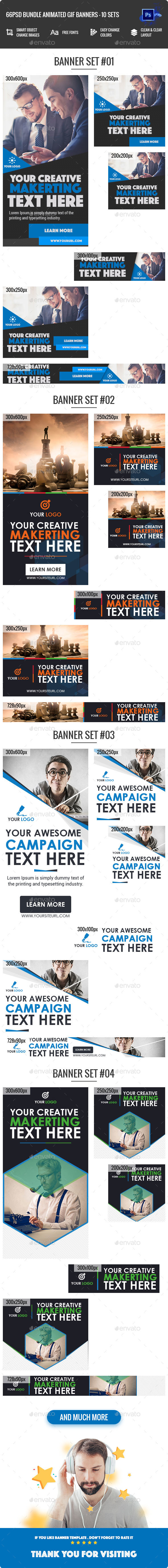 Bundle Animated GIF Multipurpose, Business, Corporate Banners Ad - 11 Sets - Banners & Ads Web Elements