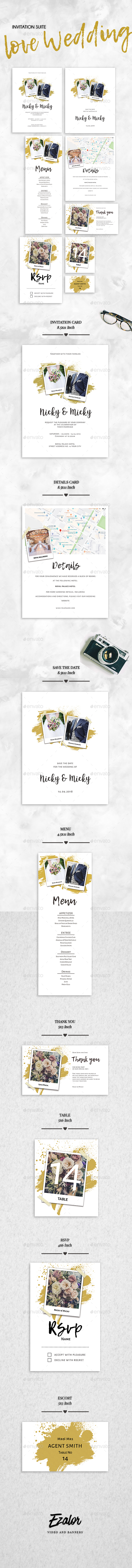 Wedding Brush Gold Invitation Set - Weddings Cards & Invites