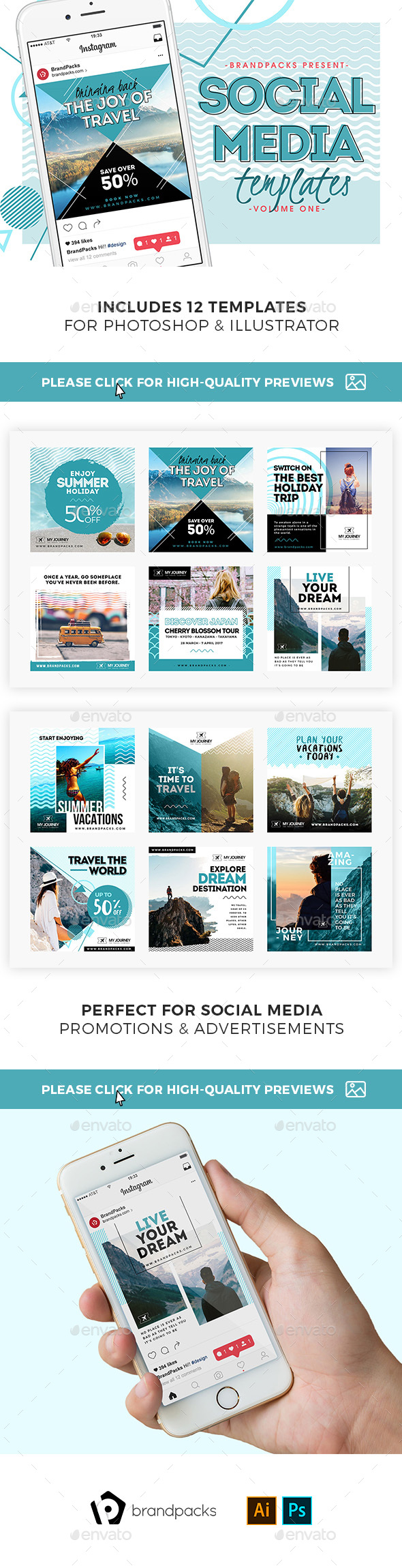 Travel Social Media Templates - Social Media Web Elements
