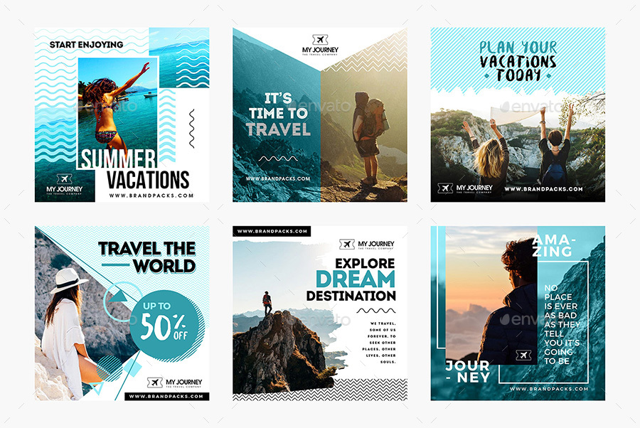 Travel Social Media Templates, Web Elements | GraphicRiver