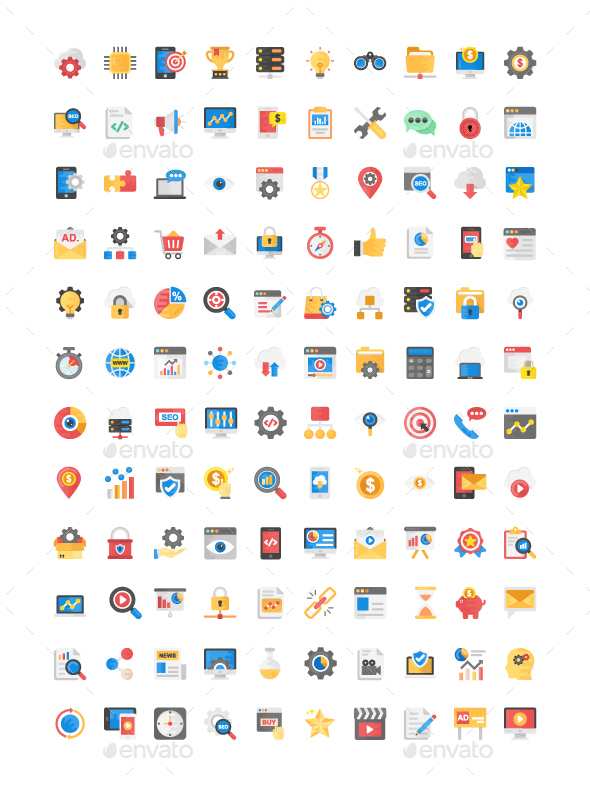 GraphicRiver 120 Flat Icons on SEO and Marketing 21123890 GraphicRiver 120 Flat Icons on SEO and Marketing 21123890