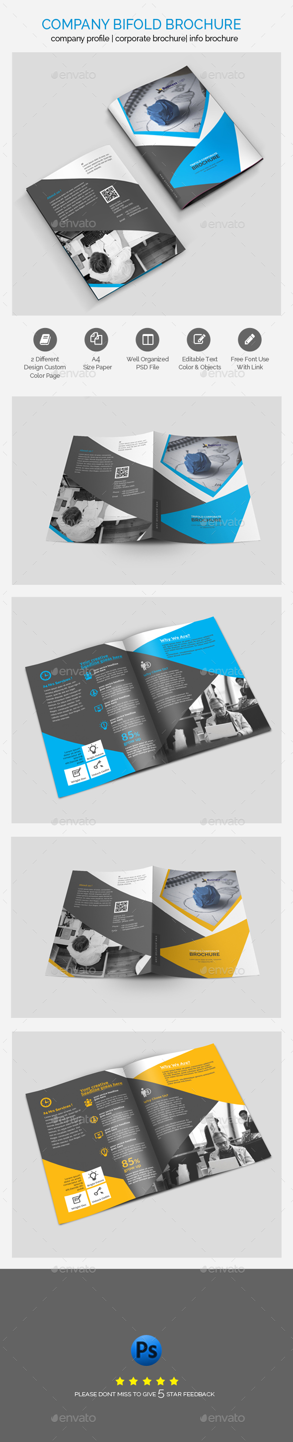 Professional Business Bifold Brochure Template Design - Corporate Brochures