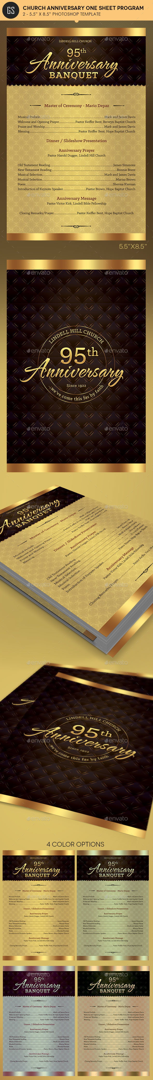 Church Anniversary One Sheet Program Template - Informational Brochures