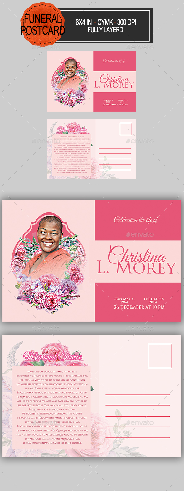 GraphicRiver Funeral Program Postcard 21124793 GraphicRiver Funeral Program Postcard 21124793