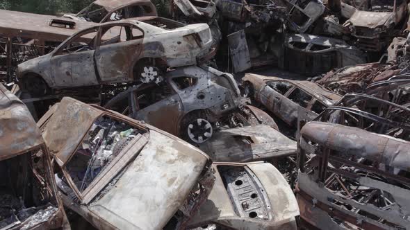Wardestroyed Cars in Irpin Bucha District Ukraine alt