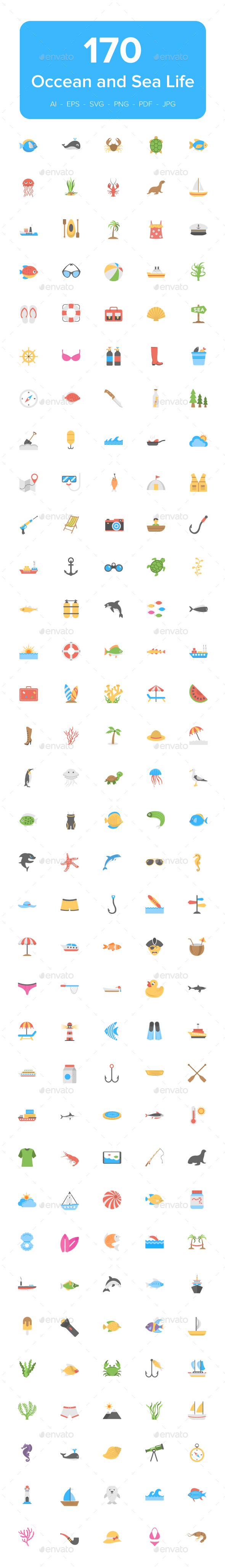 GraphicRiver 170 Ocean and Sea Life Vector Icons 21125394 GraphicRiver 170 Ocean and Sea Life Vector Icons 21125394