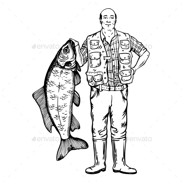 GraphicRiver Fisherman with Fish Vector Illustration 21125407 GraphicRiver Fisherman with Fish Vector Illustration 21125407