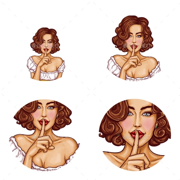 Pop Art Round Avatar Icons - People Characters