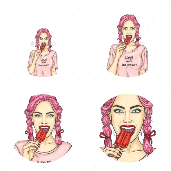 Pop Art Round Avatar Icons - People Characters