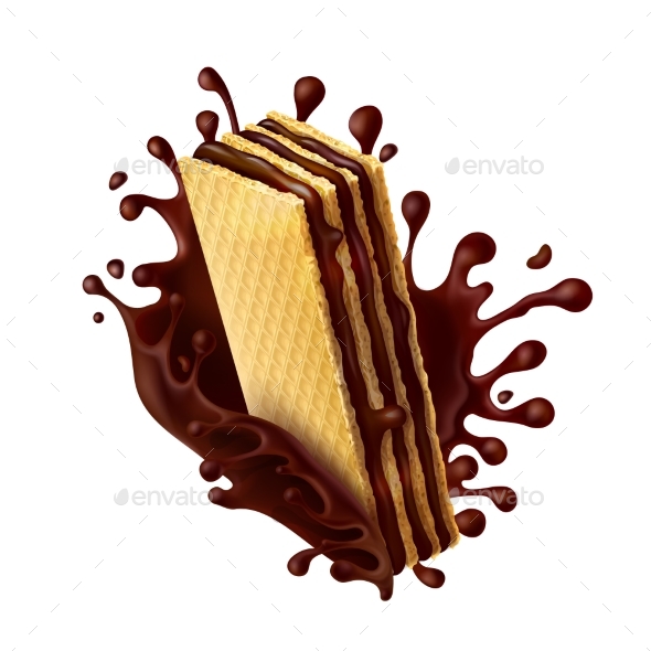 GraphicRiver Chocolate Wafer with Melted Chocolate Splash 21125420