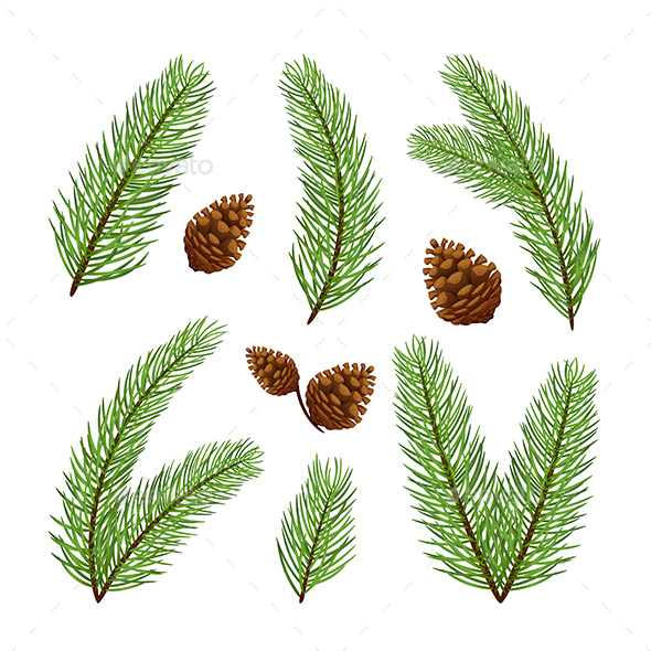 GraphicRiver Christmas Tree Branches with Pine Cones 21125937 GraphicRiver Christmas Tree Branches with Pine Cones 21125937