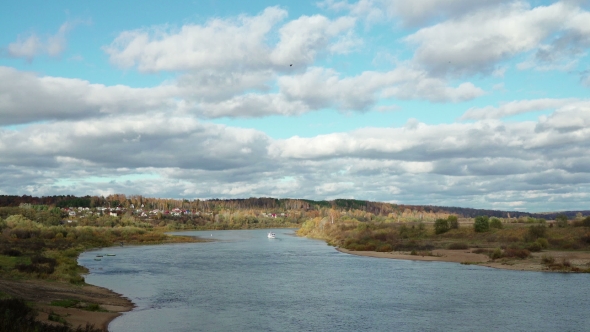 Aerial View Autumn Landscape on Coast of Rivers alt