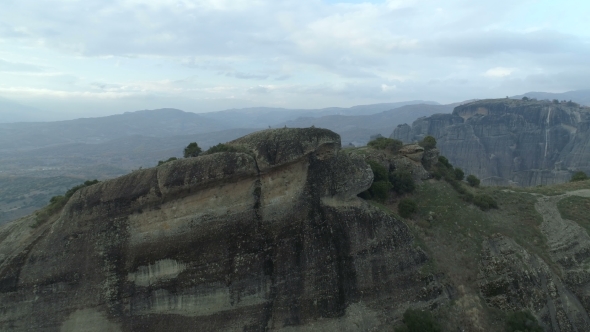 Aerial View of the Rock Formations Near Meteora Monasteries. alt