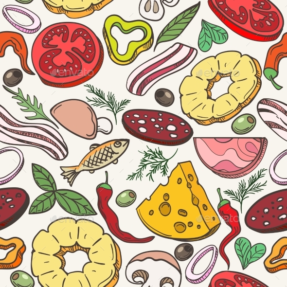 GraphicRiver Pizza Ingredients Pattern 21126477