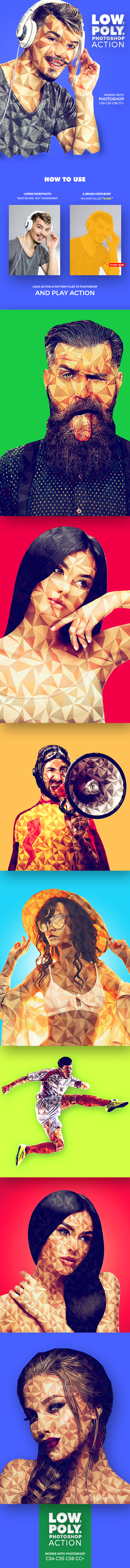 Lowpoly 2 Photoshop Action - Photo Effects Actions