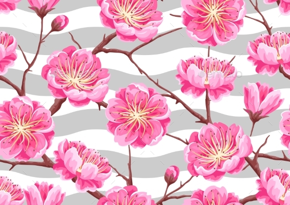 GraphicRiver Seamless Pattern with Sakura or Cherry Blossom 21126943 GraphicRiver Seamless Pattern with Sakura or Cherry Blossom 21126943