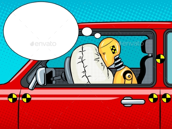 Crash Test Dummy Pop Art Vector Illustration